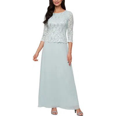 Alex Evenings 112655 Long Formal Lace Mother Of The Bride Dress In Green