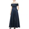 Alex Evenings Off The Shoulder Taffeta Formal Ballgown In Blue