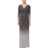 Alex Evenings Ombré Knot Front Gown In Black
