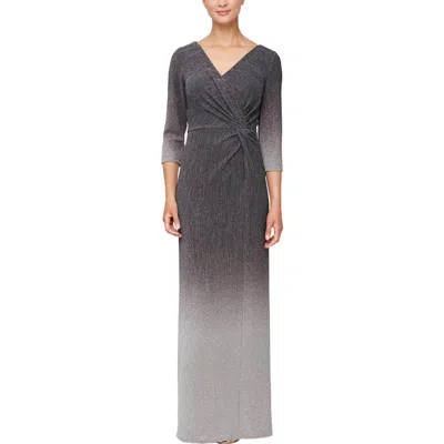 Alex Evenings Ombré Knot Front Gown In Black