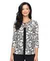 Alex Evenings Petite 2-piece 3/4-sleeve Patterned Top And Jacket In Gray