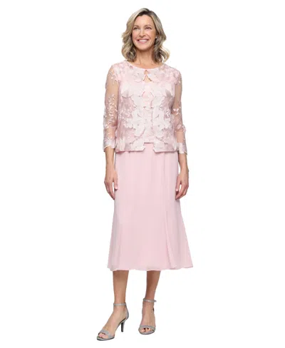 Alex Evenings Petite 2-pc. Lace Jacket Dress Set In Pink