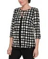 Alex Evenings Petite 3/4-sleeve Embroidered Jacket & Tank Top Set In Black,taupe