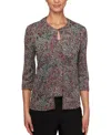 Alex Evenings Petite 3/4-sleeve Jacquard Jacket & Tank Top Set In Multi