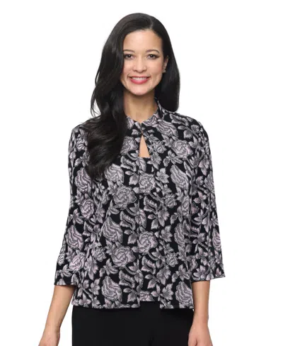 Alex Evenings Petite 3/4-length-sleeve Jacket And Sleeveless Top, 2-piece Set In Black