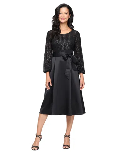 Alex Evenings Petite A-line Midi Dress In Black