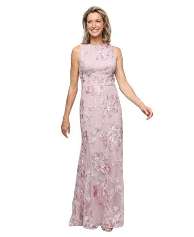 Alex Evenings Petite Boat Neck Sleeveless Gown In Purple