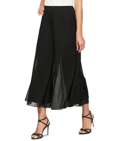 Alex Evenings Chiffon Wide Leg Capri Pants Ps Xl In Black