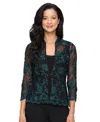 Alex Evenings Petite Embroidered 3/4-sleeve Jacket & Tank Set In Green