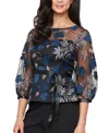 Alex Evenings Petite Embroidered Blouse In Black