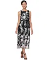 Alex Evenings Petite Embroidered Sleeveless Midi Dress In Black Multi