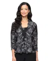 Alex Evenings Petite Embroidered Twinset In Black
