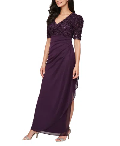 Alex Evenings Petite Empire Waist Dress In Purple