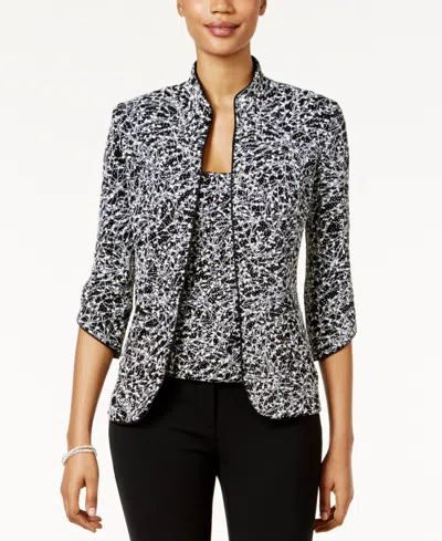 Alex Evenings Petite Jacket And Top Set In Black,white
