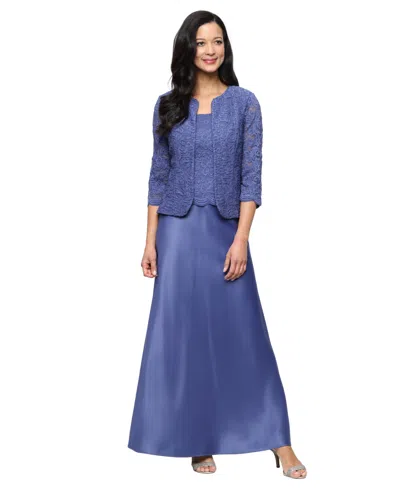 Alex Evenings Petite Lace Dress And Jacket In Purple