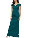 Alex Evenings Petite Long Crinkle Stretch Taffeta Dress In Green