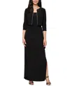 Alex Evenings Petite Long Matte Jersey Jacket Dress In Black