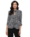 Alex Evenings Petite Mandarin-collar Jacket & Top Set In Black,white