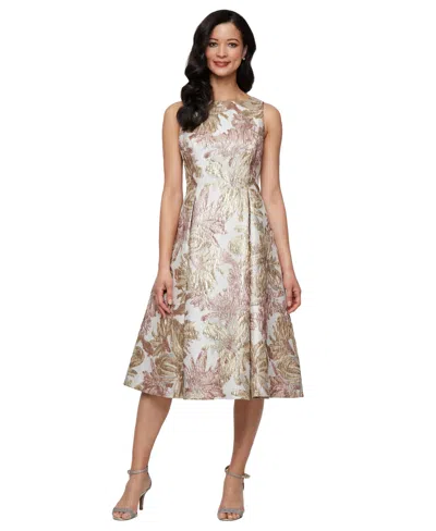 Alex Evenings Petite Metallic Jacquard A-line Dress