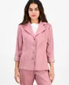 Alex Evenings Petite Notched Collar Button-front Blouse In Rose