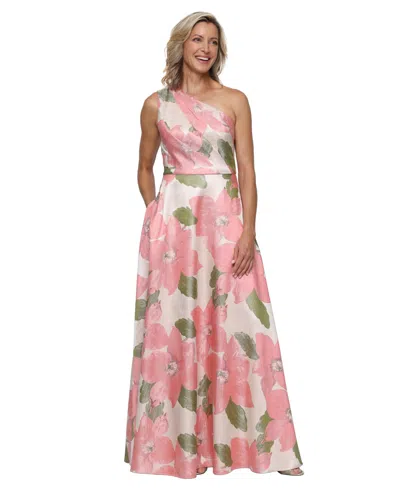Alex Evenings Petite One Shoulder A-line Gown In Pink