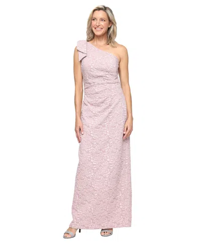 Alex Evenings Petite One-shoulder Ball Gown In Pink