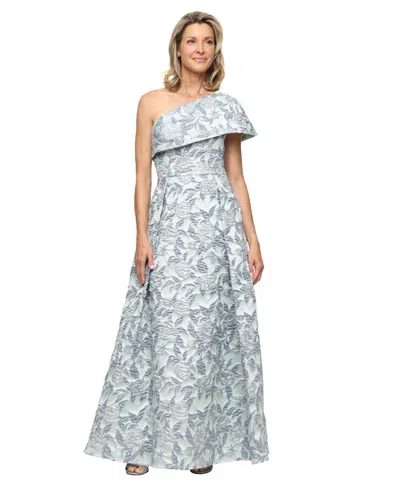 Alex Evenings Petite One-shoulder Printed Gown In Multi
