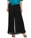 Alex Evenings Pleated Wide Leg Chiffon Pants In Black
