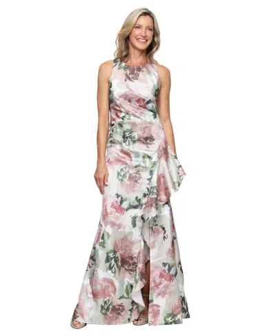 Alex Evenings Petite Printed Sleeveless Ball Gown In Pink