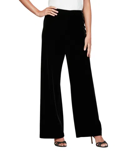 Alex Evenings Petite Pull-on Wide Leg Velvet Pants In Multi