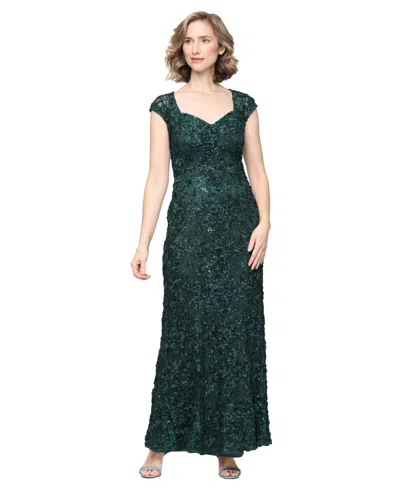 Alex Evenings Petite Sequin Sweetheart Wrap Gown In Green