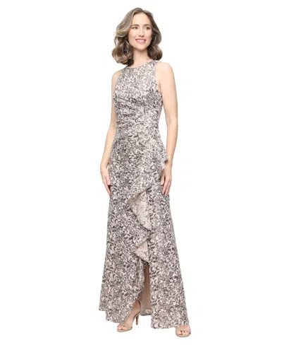 Alex Evenings Petite Sleeveless Corded Ball Gown In Brown