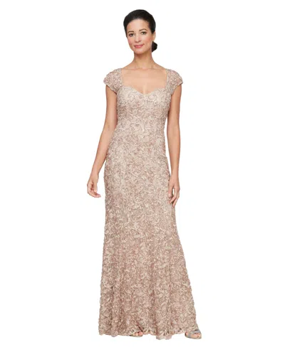 Alex Evenings Petite Soutache Sweetheart Neck Ball Gown In Neutral