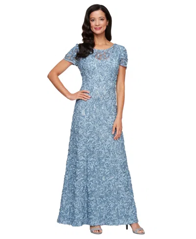 Alex Evenings Petite Soutch A-line Dress In Blue