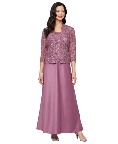 Alex Evenings Petite Stretch Tulle 3/4-sleeve Jacket Dress