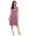 Alex Evenings Embroidered Empire Waist Cocktail Dress In Purple