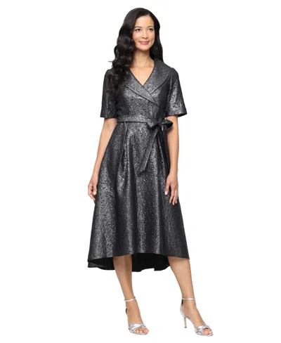 Alex Evenings Petite Textured A-line Dress In Gray