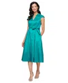 Alex Evenings Stretch Taffeta Cocktail Dress In Hot Teal