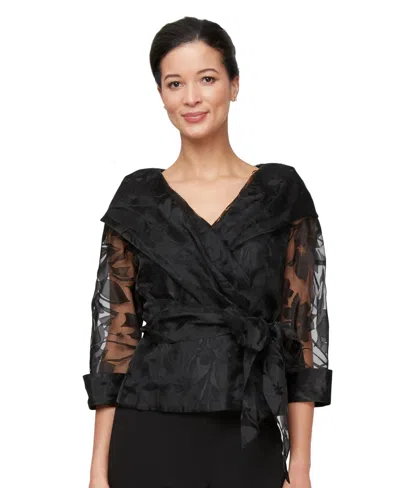 Alex Evenings Petite V-neck Top In Black