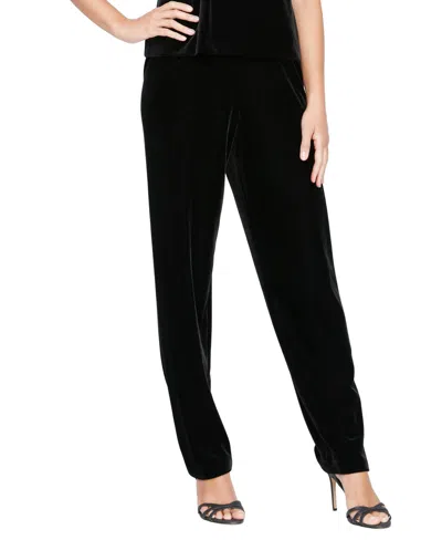 Alex Evenings Petite Velvet Slim Pants In Black