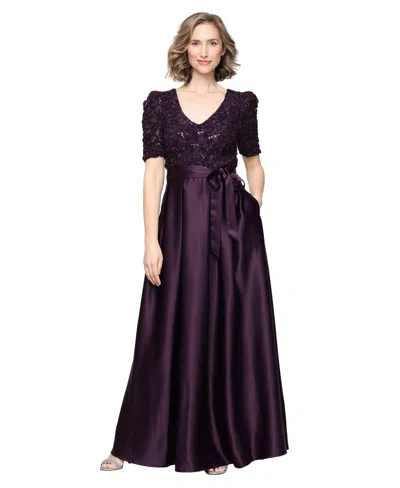 Alex Evenings Petite V-neck A-line Ball Gown In Brown