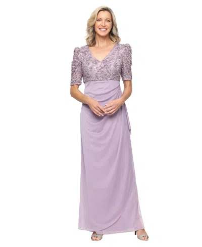 Alex Evenings Petite V-neck Ball Gown In Purple