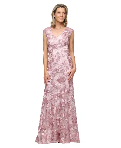 Alex Evenings Petite V-neck Sleeveless Gown In Pink