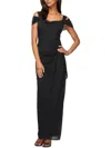 Alex Evenings Cold Shoulder Gown With Side Ruffle Skirt In Black