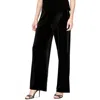Alex Evenings Petites Womens Solid Polyester Straight Leg Pants In Black