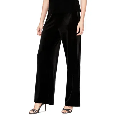 Alex Evenings Petites Womens Solid Polyester Straight Leg Pants In Black