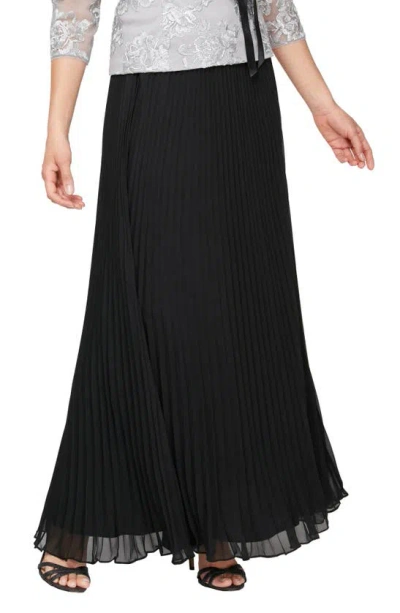 Alex Evenings Pleated Chiffon Skirt In Black