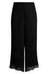 Alex Evenings Pleated Wide Leg Chiffon Pants In Black