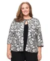 Alex Evenings Plus Size 2-piece 3/4-sleeve Patterned Cami And Jacket In White