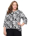 Alex Evenings Plus Size 3/4-sleeve Zip-front Top